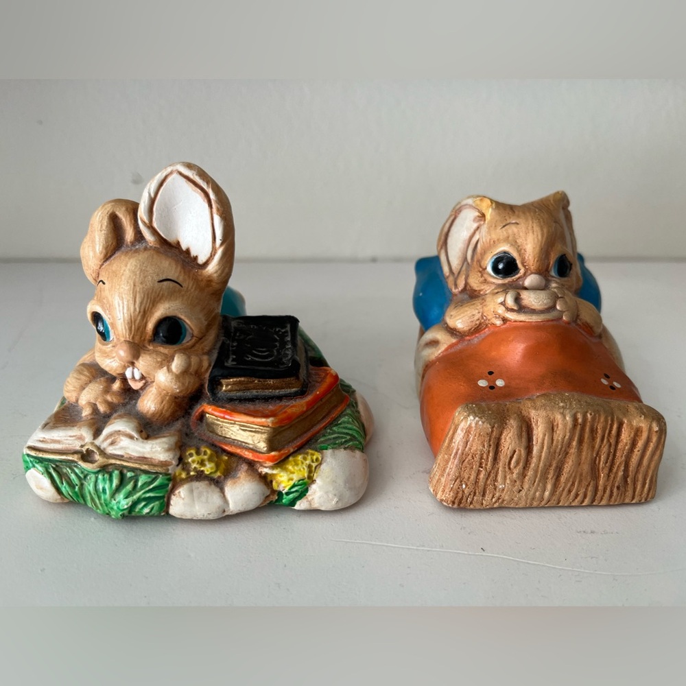 Pair of Vintage Pendelfin Bunny Stonewear Figurines